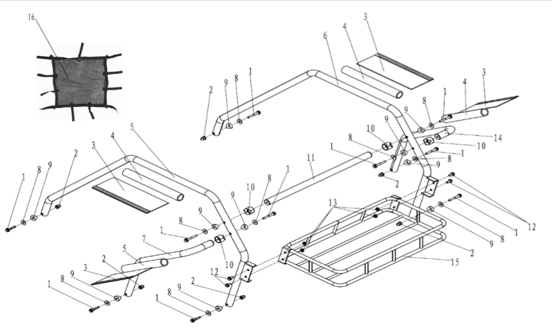 Luggage Rack Assembly - 2 Seat Go Kart (Gas & EV)