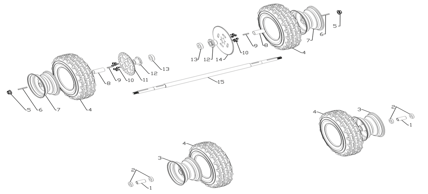 Front Right Tire Assembly - 1 Seat Go Kart (Gas & EV)