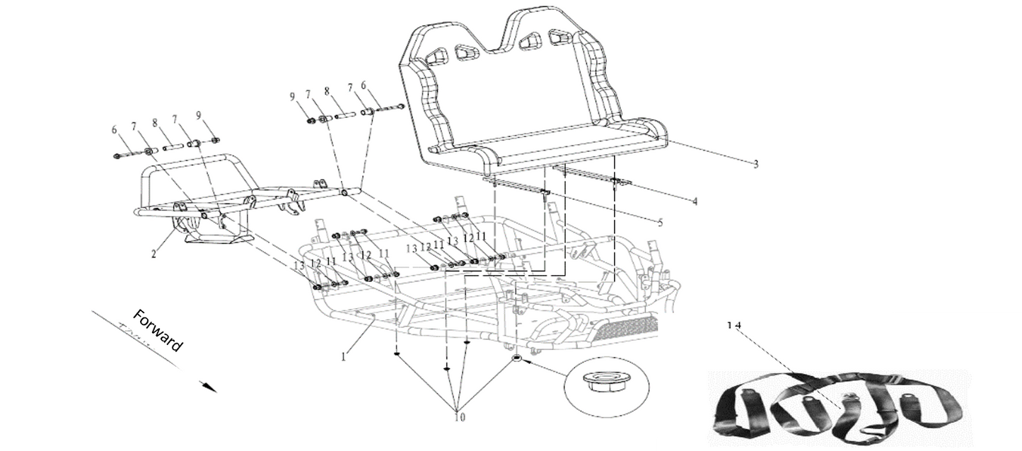 Rear Swing Arm Assembly - 2 Seat Go Kart (EV)