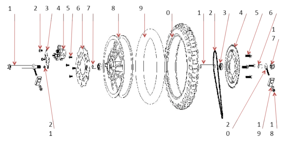 Rear Wheel Outer Tire - 1000W Dirt Bike