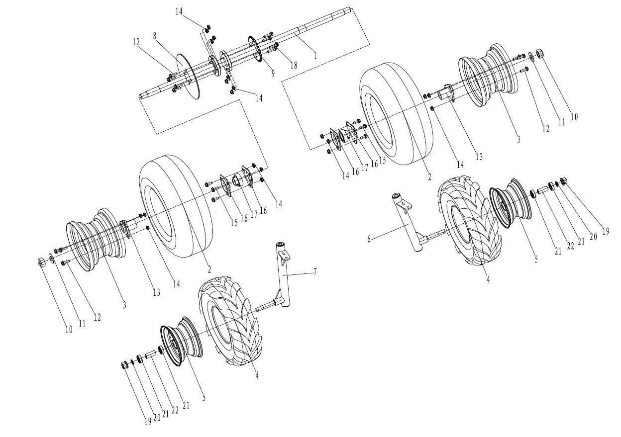 Rear Axel Assembly - 2 Seat Go Kart (Gas)