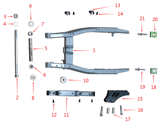 Swingarm Assembly - EV Dirt Bike (5000W)
