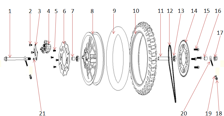 Rear Wheel Spacer Right - 1500W & 1000W Dirt Bike