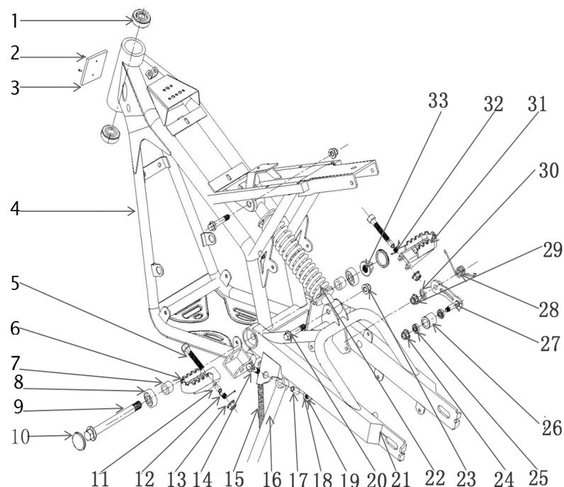 Rear Swing Arm 12" - 1500W Dirt Bike