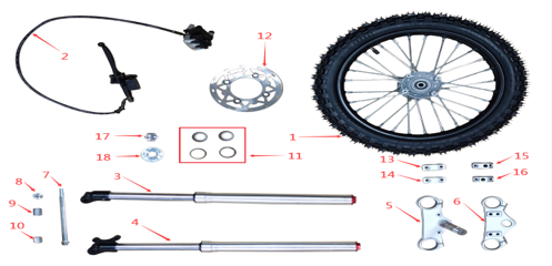 Front Wheel Axle - EV Dirt Bike (1600W & 2500W)