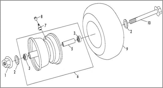 Front Tire Assembly - 212cc Utility Bike