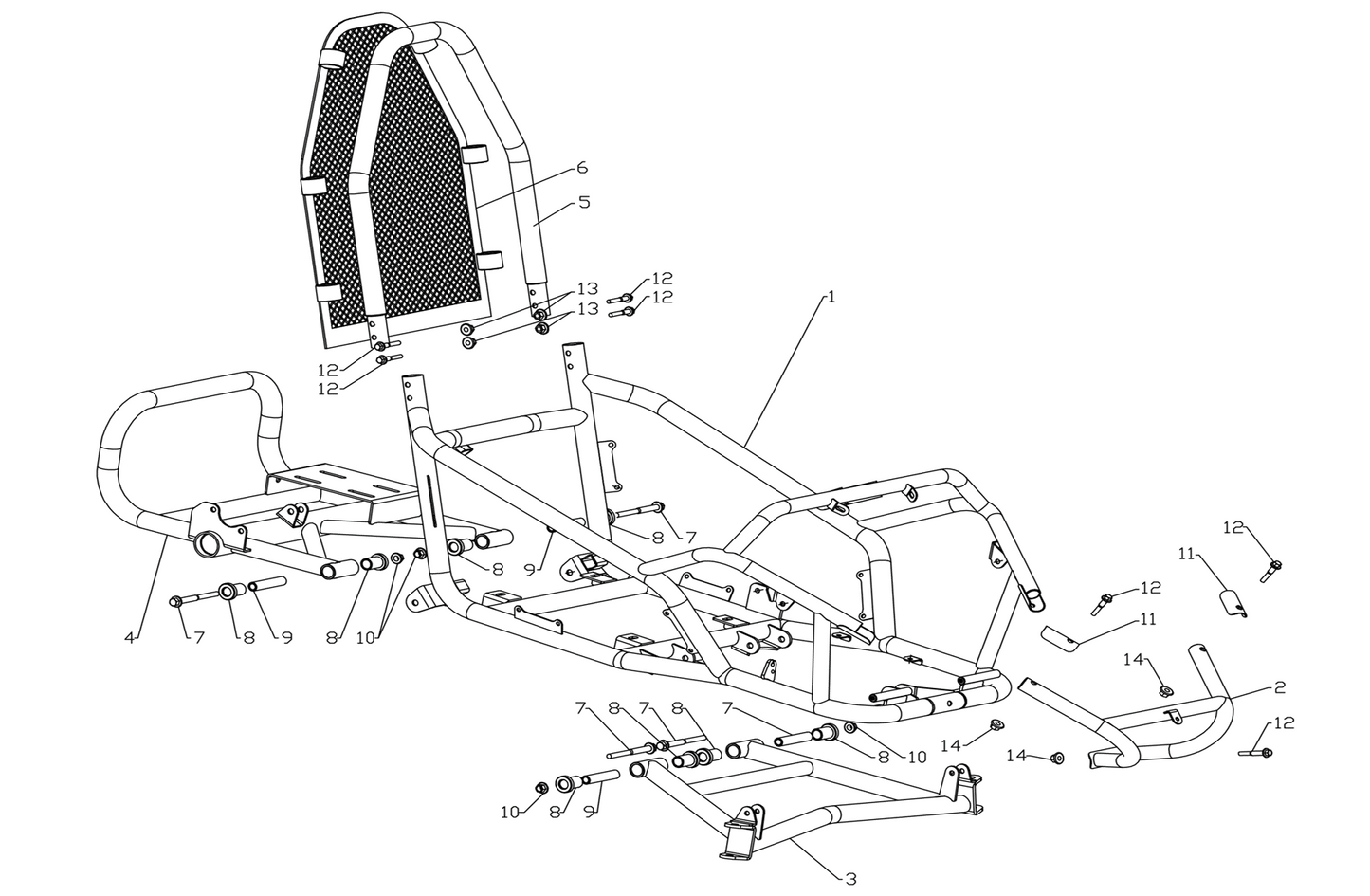 Main Chassis - 1 Seat Go Kart (Gas & EV)
