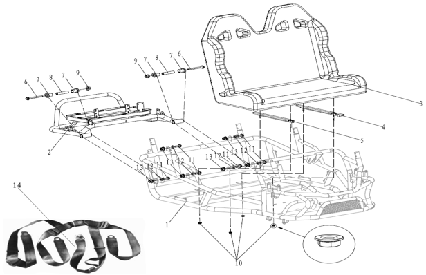 Seat Belt Assembly -  2 Seat Go Kart (Gas & EV)