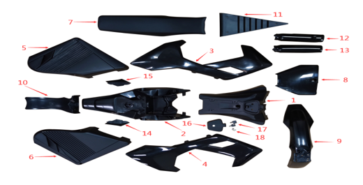 Tail Fairing Garniture, Left - EV Dirt Bike (1600W & 2500W)