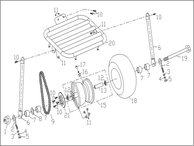Rear Tire Assembly - 212cc Utility Bike