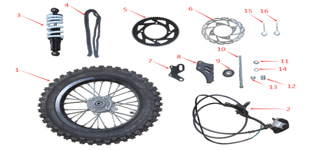 Rear Wheel Axle - EV Dirt Bike (1600W & 2500W) – Drift Hero