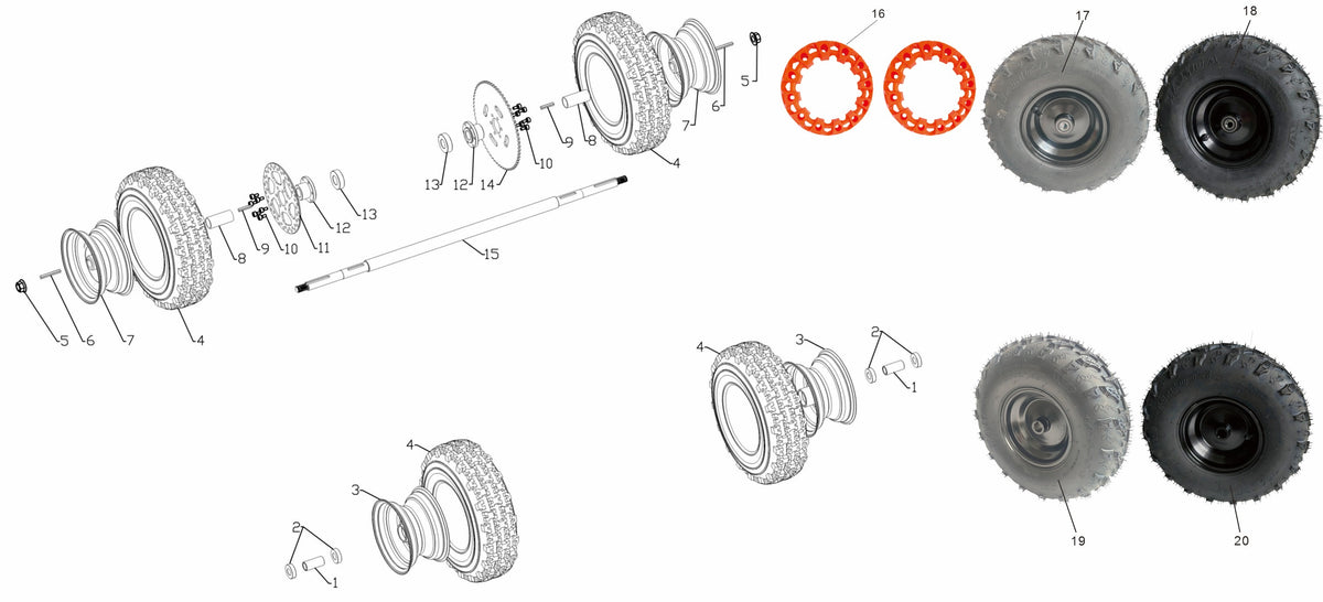 Rear Rim Only - 1 Seat Go Kart (Gas & EV)