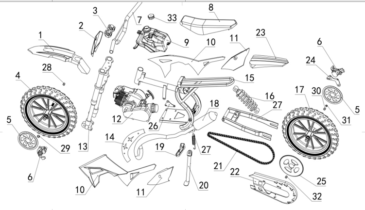 Rear Fender - DH50 Gas Dirt Bike
