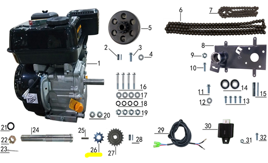 Small Chain Wheel - 212cc Gas Mini Bike